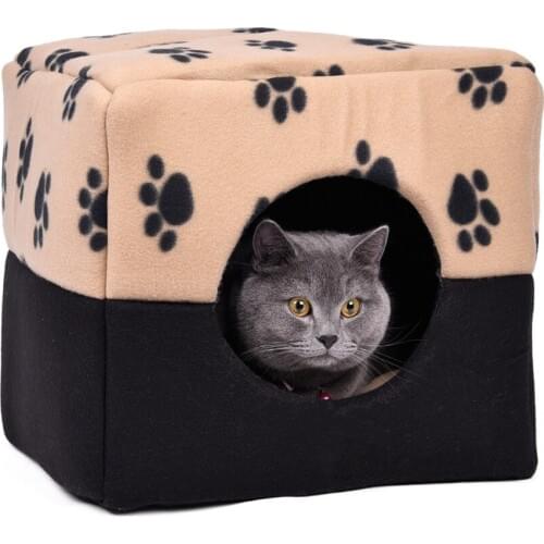 Dog Cat Bed Paws Pattern Pet Kennel Multifunction Animal House Puppy Living Sofa/Bed/Kennel 3 Using Ways Breathable Cute Style