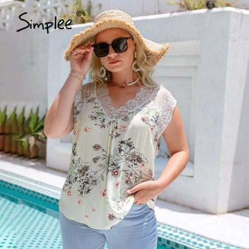 Simplee Spring Floral Holiday Plus Size Top Women Lace V-neck Off Shoulder Sleeves Ladies Blouses Casual Print Female TOP 4xl