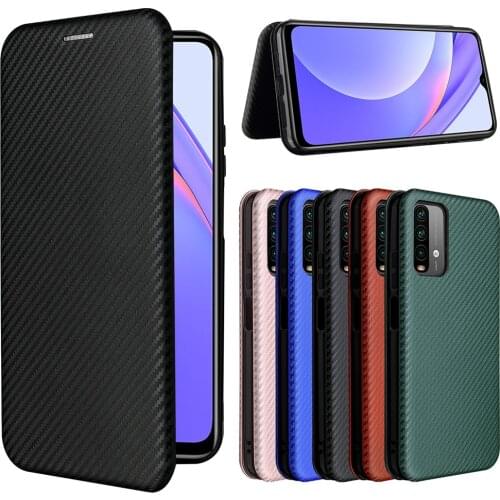 For Xiaomi Redmi 9T Case Luxury Flip Carbon Fiber Skin Wallet Magnetic Adsorption Case For Xiaomi Redmi 9T Redmi9T Phone Bags
