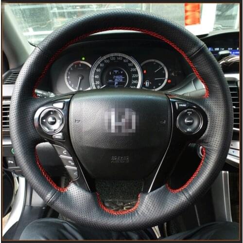 Black Hand-stitched Car Steering Wheel Cover for Honda 9 generation Accord Odyssey Aili Custom special automobile handle