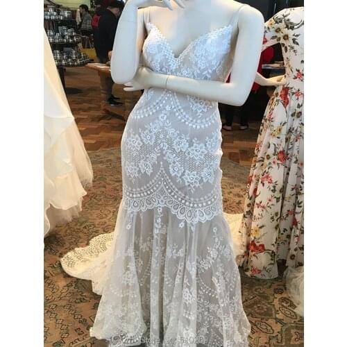 Cornaboutik Mermaid Wedding Dress Boho Bridal Gown Cascading Lace Spaghetti Straps Sweetheart Custom Vestido De Noiva Mariage