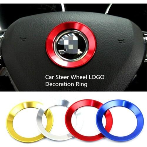Car Steering Wheel Decoration Sticker for SKODA Car LOGO Sticker Octavia Kodiak Fabia Kommick for Aluminium Alloy Ring Sticker