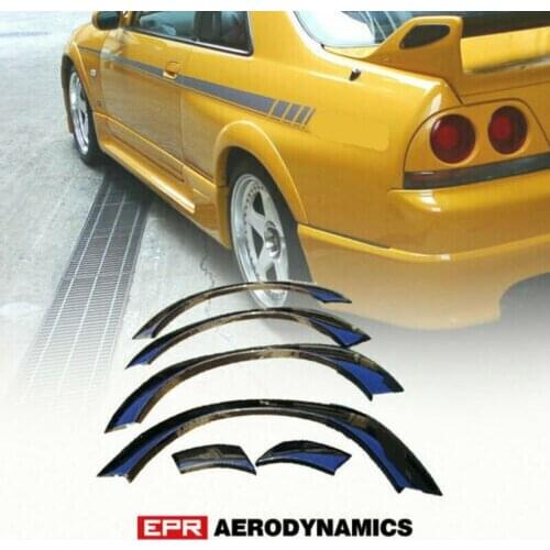 For Nissan R33 Skyline GTS 400R Style Carbon Fiber Glossy Finished Front&Rear Wheel Arches Car Exterior Accessories Kit(6pcs)