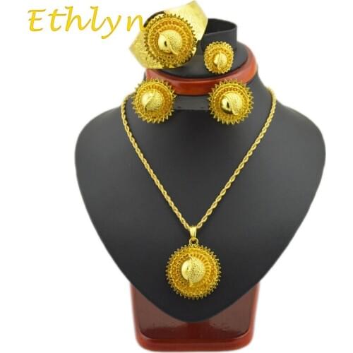 Ethlyn brand best sales Ethiopian wedding jewelry sets Gold Color Jewelry African/Sudan/Nigeria/Kenya bridal jewelry sets