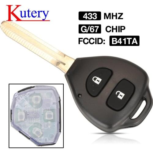 Kutery 2 Buttons 433MHZ ID67/G Chip FCCID B41TA For Toyota Hilux 2007-2012 Toyota Yaris Fob Smart Remote Car Key Replacement