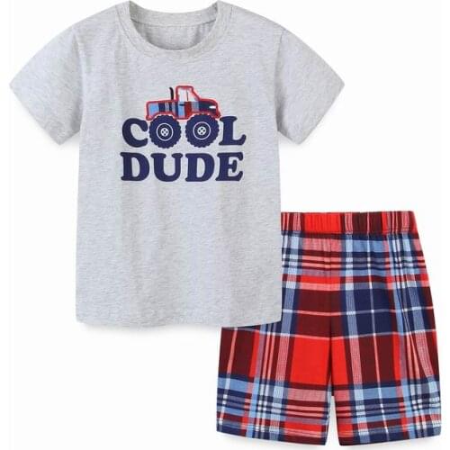 TUONXYE Summer Childrens Clothes For Boy Cartoon Vehicle T Shirt+Pants Kids Short Sleeve Clothing Set Teens Sport Tracksuit