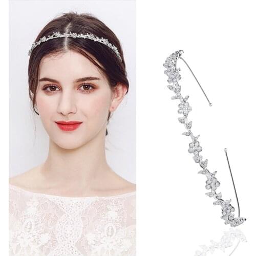 Fashion Girl Crystal Wedding Flower Bridal Tiaras and Crowns Elegant Leaf Design Headpiece Hair Accessories