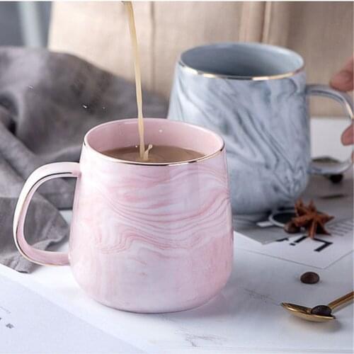 Marble Coffee Mugs Gold Inlay Marble Milk Breakfast Mug Office Home Drinkware Tea Cup 400ml For Lovers Gifts Dropshipping 1pc
