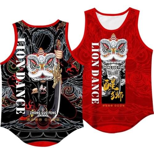 Men Chinese Style Sportswear Vest Muscle Singlet Gym Workout Men Tank Tops Fitness Sleeveless Shirt