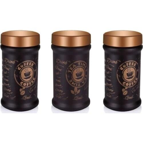 Tea Candy Coffee Glass Storage Jar Copper pcs Set Suit Set