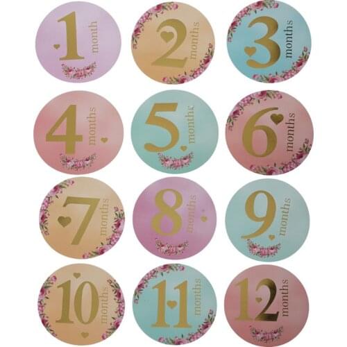 12 Pcs/Set Month Sticker Baby Photography Milestone Memorial Monthly Newborn Kids Card Number Photo Props Accessories