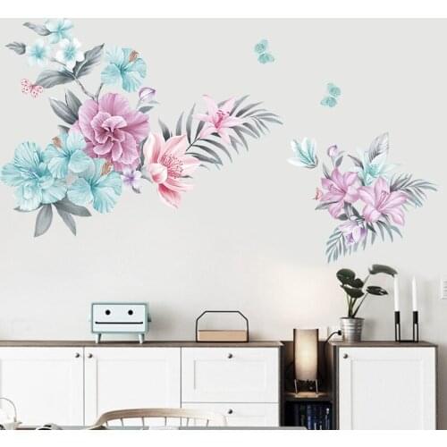 Peony Flower Wall Stickers Girl Room Decor Aesthetic Modern Home Decoration Living Room Bedroom Art Fridge Stickers DIY