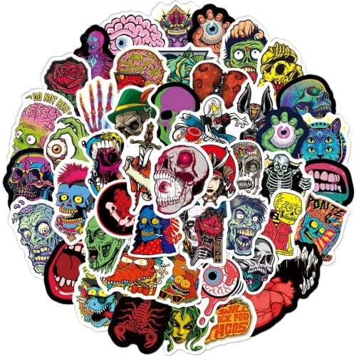 10/50/100PCS Horror Series Stickers Skull Zombie Skateboard Guitar Laptop Motorcycle Suitcase Bike Cool Sticker Decal Kid Toy