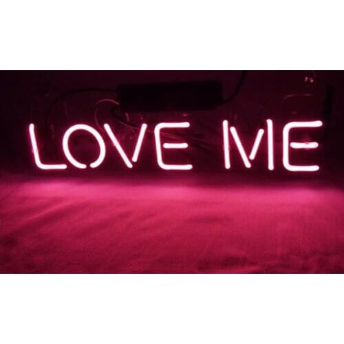 14“ Love Me Acrylic Custom Neon Light Lamp Sign Beer Bar Handmade Real Glass Decorate Home Wall Room Windows Tube Artwork