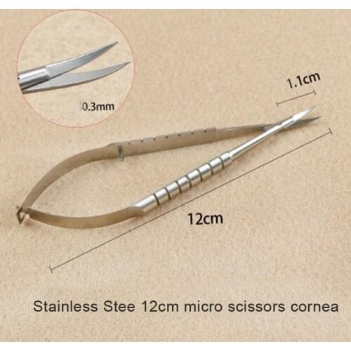 Stainless Stee 12cm elbow micro scissors cornea