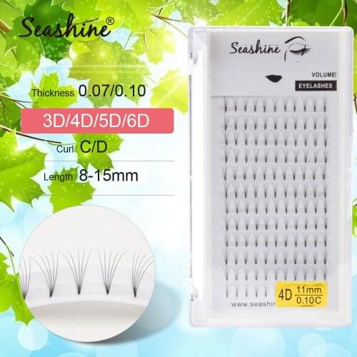 Seashine Volume Lashes 3D/4D/5D/6D Eyelashes Short Stem Pre Made Fans Silk Soft Faux mink Lashes Extension