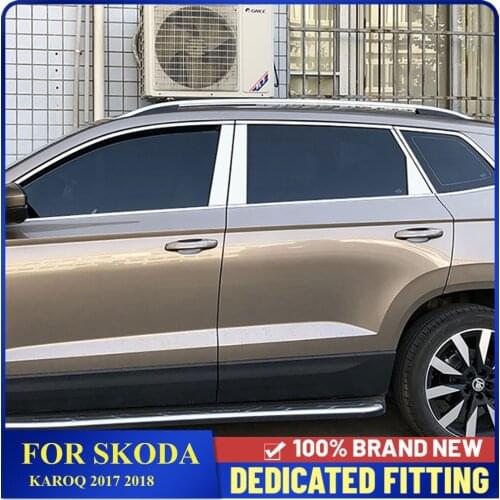 Fit For Skoda Karoq 2017 2018 Stainless Steel Window Center Pillar Cover Trim Sticker Car Accessories 8Pcs/Set