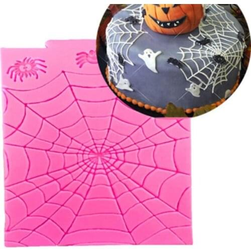 Pink Halloween Series Spider Web Liquid Silicone Mold Fondant Craft Cake Candy Chocolate DIY Clay Modeling Baking Tool Mould