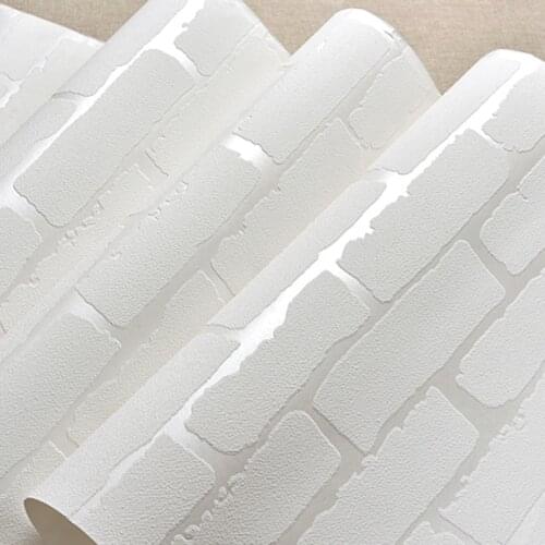 Self-adhesive white brick pattern wallpaper non-woven dormitory stickers 3D brick wall stickers TV wallpaper home improvement