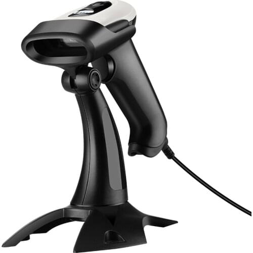 USB Wired 2D Barcode Reader with Adjustable Stand Auto Sensing,1D QR Screen Image Scanner PDF417 Data Matrix Code Scanning