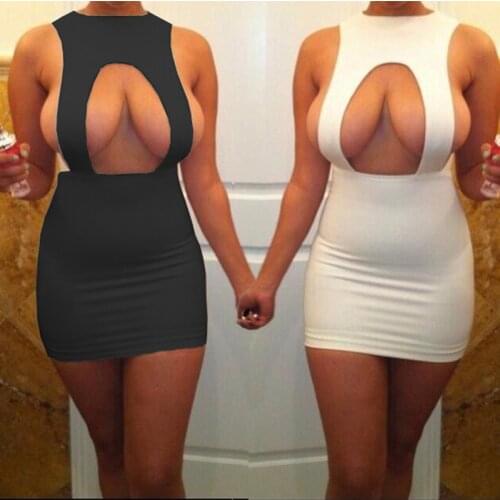 Sexy Woman Cosplay Open Chest Virgin Hitman Mini Dress Fashion Summer Sleeveless Slim Bandage Bodycon Pullovers