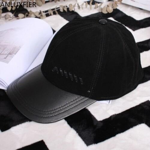 H6952 Genuine Leather Male Hat Pig Velvet Leather Visor Cap Middle Age Elderly Men Leisure Outdoor High Quality Fashionable Hats