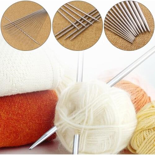 4PCS 25cm Stainless Steel Straight Knitting Needles Crochet Hooks Yarn Knitting Needle Set For Scarves DIY Knitting Tools