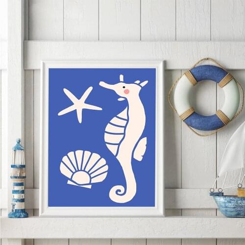 Funny marine organism Vintage Poster Prints Canvas Painting Kids Wall Pictures Schilderijen Voor Woonkamer Aan De Muur