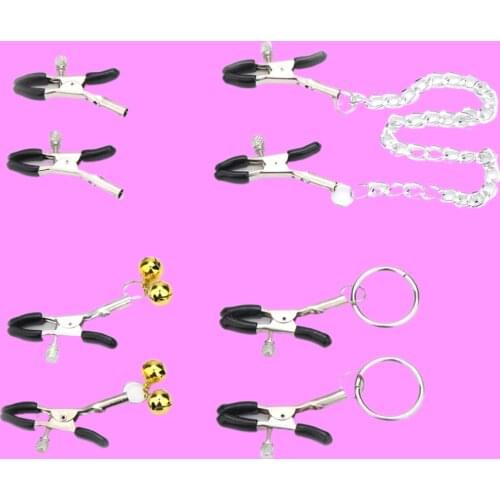 Breast Sex Toy Nipple Clips Metal with Bells Chains Rings Labia Breast Nipple Clamps Sex Bondage Exotic Accessories Sexy Toys