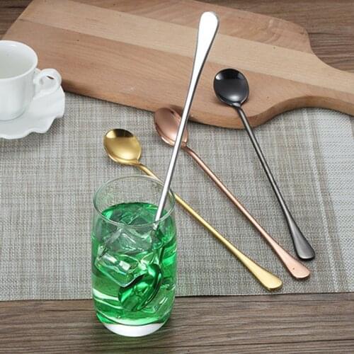 1Pc 24CM Long Handled Stainless Steel Tea Coffee Soup Spoon Kitchen Bar Drink Stirring Spoon Ice Cream Spoon Scoop Tableware