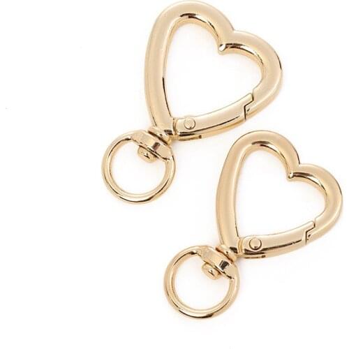10Pcs Heart Shape Gold Clasp for Wallet and Bag Clasps Trigger Clips 44/41mm Snap Hooks for DIY Accessories Sewing Keychain