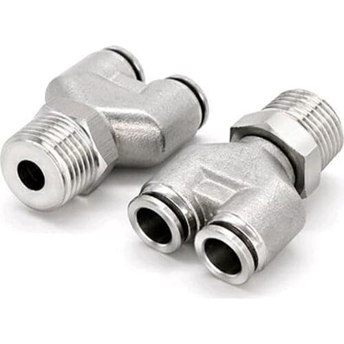 304 stainless steel PX male thread 1/8" 1/4" 3/8" 1/2" hose air pipe pneumatic quick coupling Y-type three-way rotatable joint