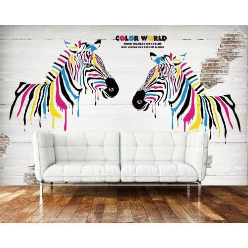 Beibehang Custom Wallpaper Retro Nostalgic Paint Color Zebra Bar TV Background Wall House Decorative Background 3d wallpaper