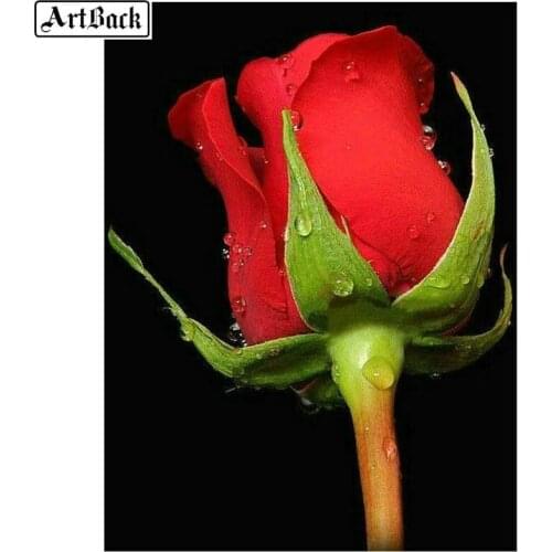 5d diy diamond painting cross stitch rose full square / round drill diamond embroidery rhinestone home decoration red flowers