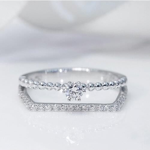 925 Silver Rings for Women Simple Design Double Stackable Fashion Jewelry Bridal Sets Wedding Engagement Ring Accessory