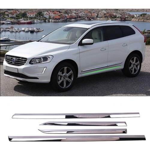 Auto accessories ABS Chrome Outer Side Panel Door Body Molding Trim Protector 4pcs For Volvo XC60 2014 2015 2016 2017