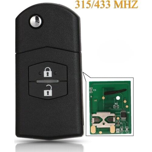 Kutery 2 Buttons Remote Fob Flip Car Key 315Mhz /433Mhz ID63-80bit For Mazda 3 M3 Axela 6 M6 Atenza 41797/ 41521 41840