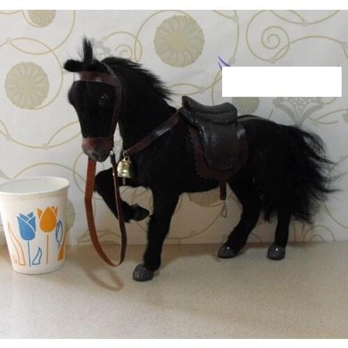 Large 24x6x20cm saddle horse model,polyethylene& furs black horse handicraft home decoration toy gift a2098