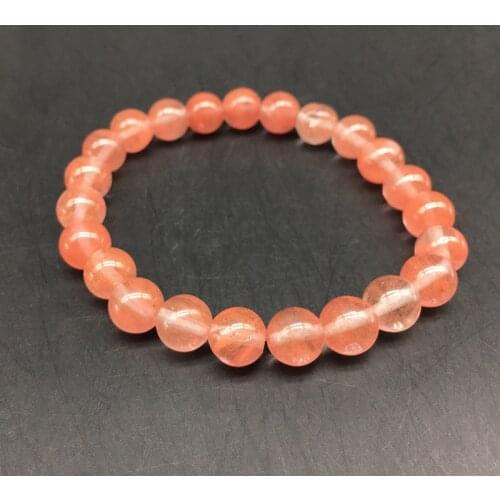 8mm 10mm 12mm Rose crystal Quart beads bracelet natural stone bracelet Lucky stone for Aquarius Taurus and Libra for gift Gift