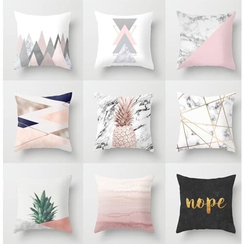 Pink Throw Pillow Case Mountain Minimal Line Mable Pineapple Cushion Covers for Home Sofa Chair Decorative Pillowcases