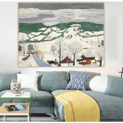 Citon Grandma Moses Anna Mary Robertson《Dark Sky,1953》Canvas Art Oil Painting Artwork Poster Picture Wall Decor Home Decoration