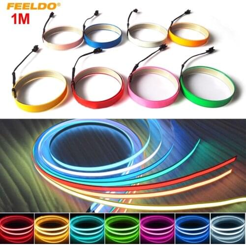 FEELDO 5Pcs 1M Electroluminescent Tape EL Wire Cold Light Strip Car Ambient Light DC 12V #4468