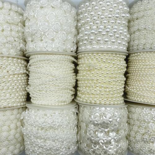 New 1 Yards 4-17mm Artificial Pearls Flower Beads Chain Garland Flowers Wedding Party Decoration Diy Accessories