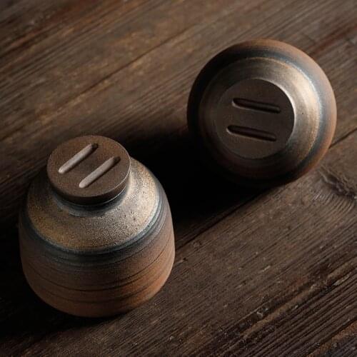 Earthenware Tea Manual Vintage Ceramic Sealed Storage Cha Guan Pu Er Guan Tea Jar Tea Storage Travel Tea Accessories Ceramic Jar