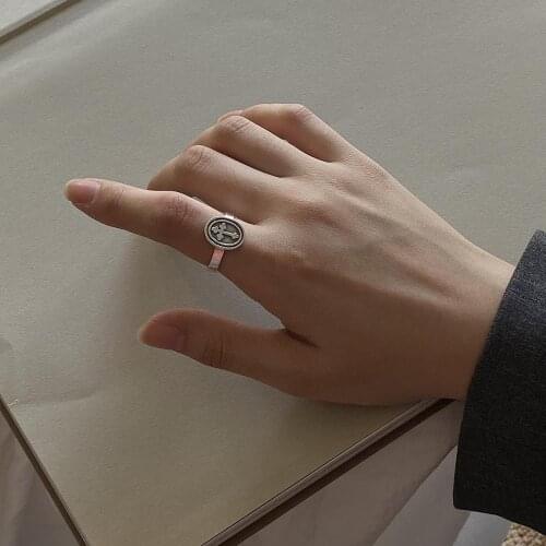 Authentic S925 Sterling Silver FINE Jewelry Retro Cross oval Ring adjust TLJ825
