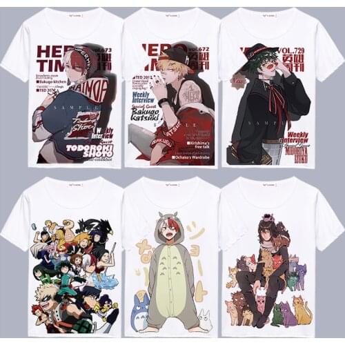 Anime Boku No Hero Academia Cosplay Costumes My Hero Academiaa White Print T Shirts Men Short Sleeve Tshirts For Women CS295