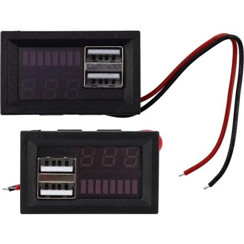 Red Led Digital Display Voltmeter Mini Voltage Meter Volt Tester Panel for Dc 12V Cars Motorcycles Vehicles Usb 5V2a Output Batt