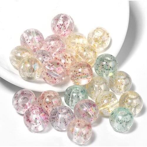 14mm Colorful Loose Round Transparent Resin Glitter Beads For Making Jewelry Necklace Spacer HandmadeResin Beads Wholesale P502