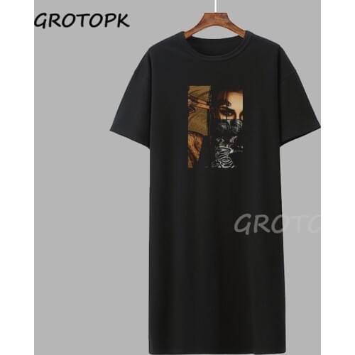 Summer Dress Punk Girl Womens T-Shirt Dress Short Sleeve Printed Funny T Shirt Dress Women Casual Harajuku Casual Woman Dress