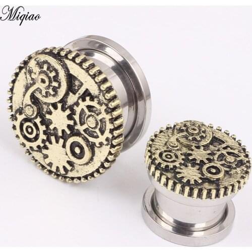 Miqiao 2pcs Hot Sale Retro Stainless Steel Gear Ear Expansion 4mm-25mm Exquisite Body Piercing Earrings